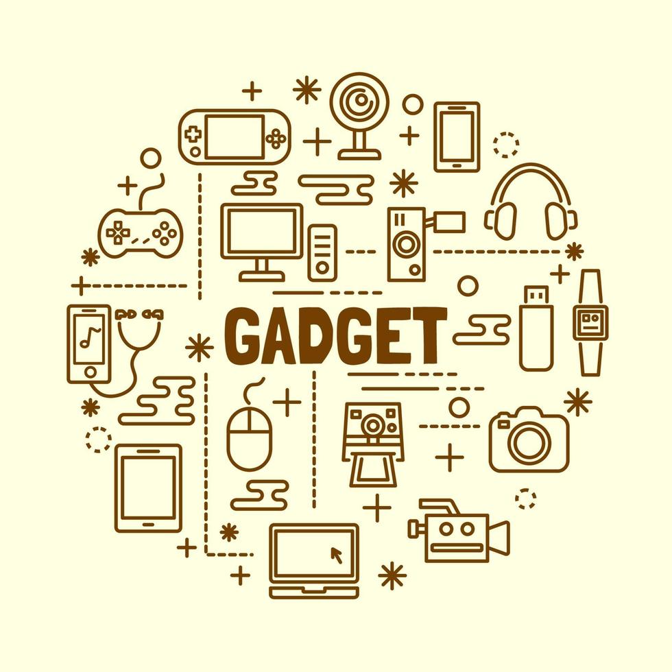 gadget minimal thin line icons set vector