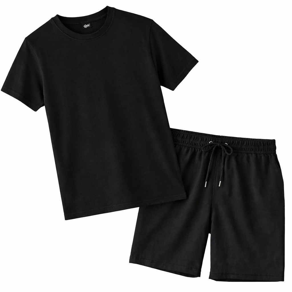 premium black cotton t shirt & shorts